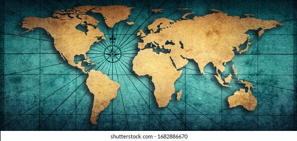 Oude kaart van de wereld op een oud perkament achtergrond. Vintage-stijl. Elementen van deze afbeelding geleverd door NASA.