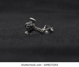 Silver jewelry. Stud Earring. Silver Thor's Hammer. Occult jewelry.