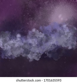 太空背景，星云、云朵和星星柔和而模糊。梦幻般的数字艺术品，描述深度睡眠和快速眼动睡眠 (REM)