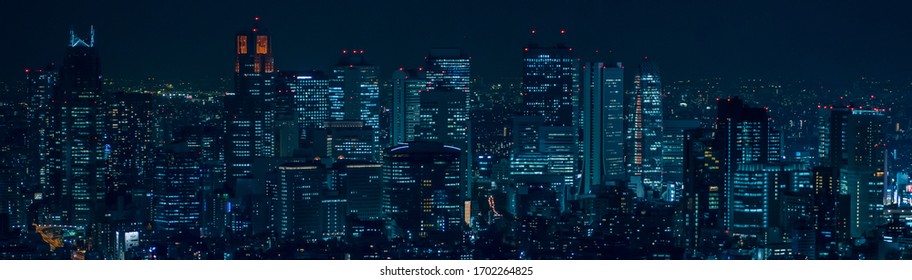 Nočni pogled na Šindžuku, Tokio, Japonska