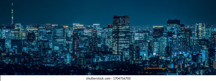 Nachtmening van Tokyo, JAPAN