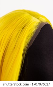 yellow wig short color hair on a mannequin