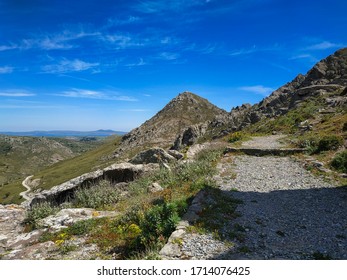 Natural view of the path leading to the famous chapel of Panagia Kakaviotisa in Lemnos island located near the village of Zemata in the area of Thanos (around 4km from Myrina), Greece