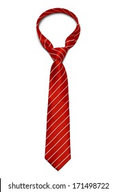 Rot-weiß gestreifte Krawatte, Isolated on White Background.