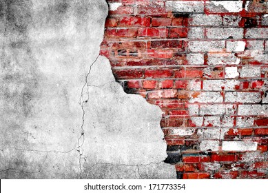 Detail shot of an old brick wall