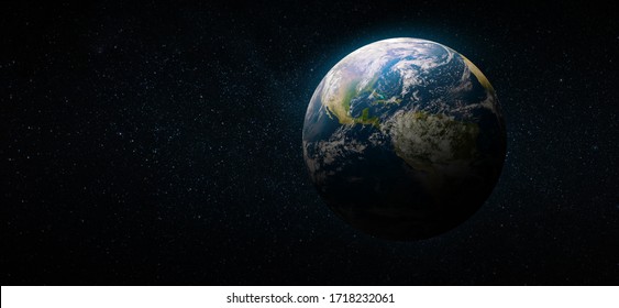 宇宙の地球。壁紙用の青い惑星。緑の惑星または銀河の地球。NASA から提供されたこの画像の要素