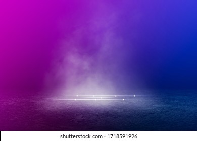 Lege achtergrondscène. Textuur donkere concentraatvloer met mist of mist