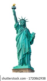 Statue of Liberty National Monument isoleret på hvid baggrund. Fritlægningssti.