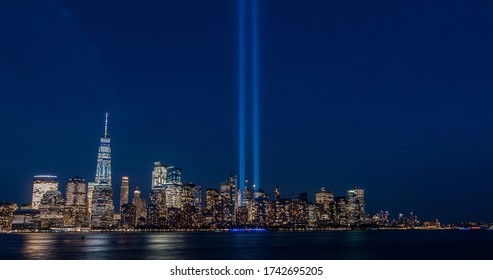 9/11 memorial horizonte de Nueva York desde NJ