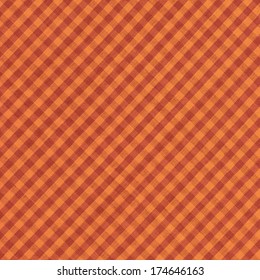 Oranje en bruin diagonaal geruit tafelkleed achtergrond.