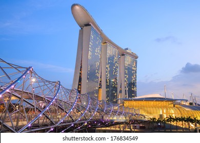 The Marina Bay Sands Resort Hotel on Feb 13, 2014 in Singapore. Marina Bay Sands is an integrated resort and billed as the world's most expensive standalone casino property.