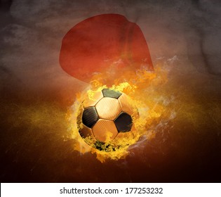 Bola de futebol em chamas, time do Japão.