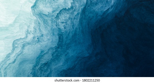 Abstracte kunst blauwe verf achtergrond met vloeibare vloeistof grunge textuur.