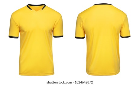 Deportes fútbol uniformes camisa amarilla aislado sobre fondo blanco.