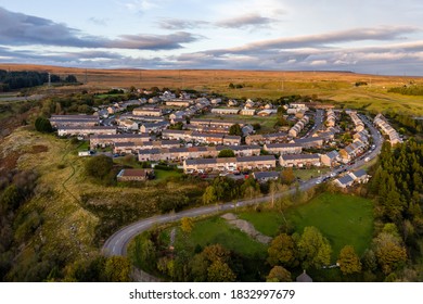 Luchtfoto van de Welsh valleien stad Ebbw Vale in Blaenau Gwent
