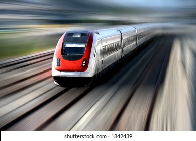モーションブラーのある高速列車。