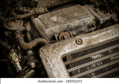 Old dirty car engine stock fotó