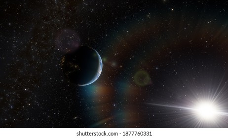 Dag- en nachtzicht van de aarde vanuit de ruimte