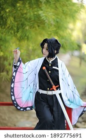 Japan anime cosplay portrait of girl with comic costume with japanese theme