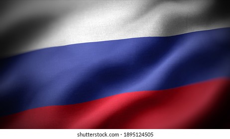 close-up zwaaiende vlag van Rusland. vlagsymbolen van Rusland.
