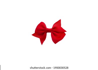Red hair bow isolated on white.