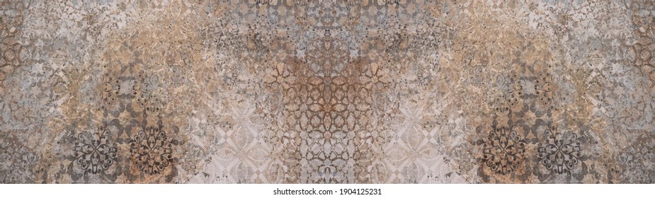 Antiguo marrón gris oxidado vintage gastado mosaico mosaico motivo azulejos piedra hormigón cemento pared textura fondo banner panorama