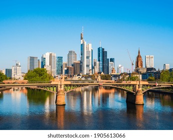 Frankfurt city with sunrise and skyline