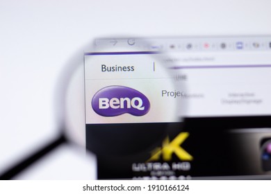 In this photo illustration the Taiwanese multinational technology  electronic product company Benq logo seen displayed on a smartphone with  USD (United States dollar) currency in the background Stock Photo - Alamy