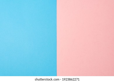 Achtergrond van twee verticale rechthoeken blauw en roze. Vellen blanco blauw en roze papier verticaal gesplitst.
