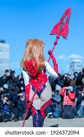 TOKYO, JAPAN - DECEMBER 29th, 2018: Chinese girl cosplay Asuka Langley Soryu from the anime Neon Genesis Evangelion. This cosplay event is a winter comiket held at Tokyo Big Sight 