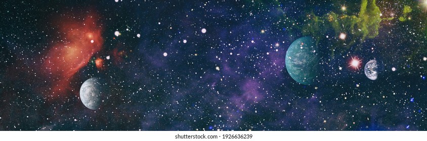 夜空と星と抽象的な背景。夜空の背景に星を持つ天の川銀河のパノラマビューの宇宙空間ショット。NASA から提供されたこの画像の要素