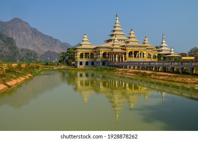 Klasztor w stawie Mawlamyine, Chan Thar Gyi, Hha-an w Myanmarze