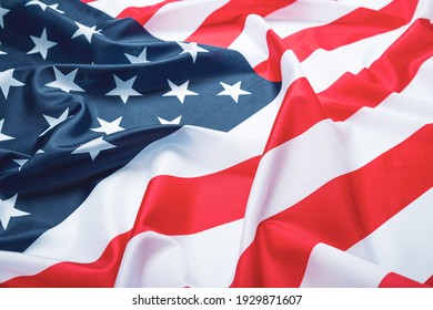 Bendera Amerika Serikat, close-up. Tembakan studio