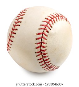 白い背景で隔離を示す縫い目で使用される野球。クリッピング パス