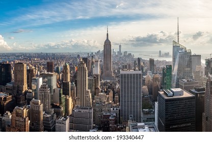 Manhattan skyline at sunset, New York City
