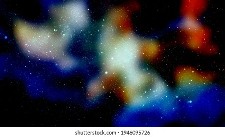 Reisen durch Sternfelder im Galaxienraum als buntes Supernova-Licht, das glüht. Raumnebel blauer Hintergrund, der Bewegungsgrafik mit Sternraumrotationsnebel bewegt
