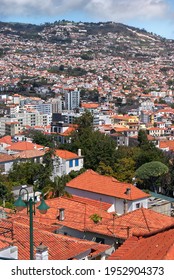 funchal downtown,madeira island cityscape with rooftops