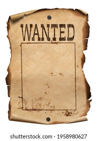 Wild west wanted poster isolated on white