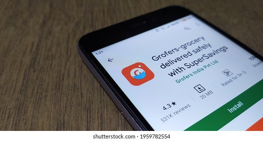 Assam, India - August 6, 2021 : Grofers Logo on Phone Screen Stock Image.  Editorial Stock Image - Image of connection, customer: 231486364