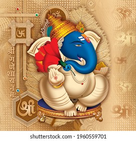 Hoge resolutie Indiase goden Lord Ganesha digitaal schilderen