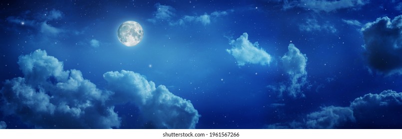 Super moon.Full moon in night sky with,Night sky landscape, Elements of this image furnished by NASA.