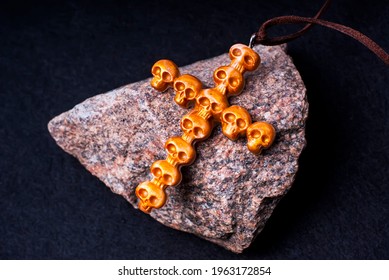 Cross of skulls. View from above.