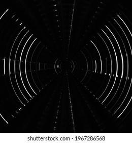 Lens van foto- of videocamera. Opening van optisch apparaat. Hi-tech optische apparatuur. Abstracte geometrische achtergrond met ronde inkepingen en concentrische ringen voor wetenschap en moderne technologie.