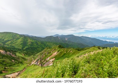 Beautiful scenic view of mountain Yokoteyama from Shiga Kusatsu road