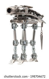 Robot steampunk de estilo cyberpunk.