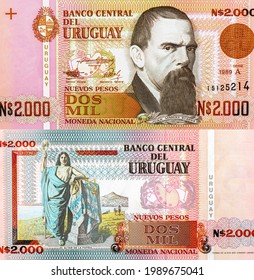 Juan Manuel Blanes was een bekende Uruguayaanse schilder van de Realistische school. Portret uit Uruguay 2000 Nuevos Pesos 1989 Bankbiljetten.