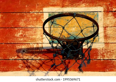 old and rusty basketball hoop