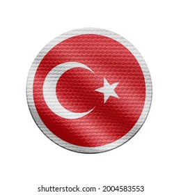Türkei-Flagge isoliert auf weiß mit Beschneidungspfad. Türkei-Flaggenrahmen mit leerem Platz für Ihren Text. Nationale Symbole der Türkei.