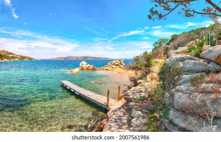 Marvelous view of beach on Porto Rafael resort. Picturesque seascape of Mediterranean sea. Location: Porto Rafael, Olbia Tempio province, Sardinia, Italy, Europe