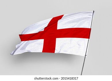 Engeland vlag geïsoleerd op een witte achtergrond. Nationaal symbool van Engeland. Close-up zwaaiende vlag met uitknippad.